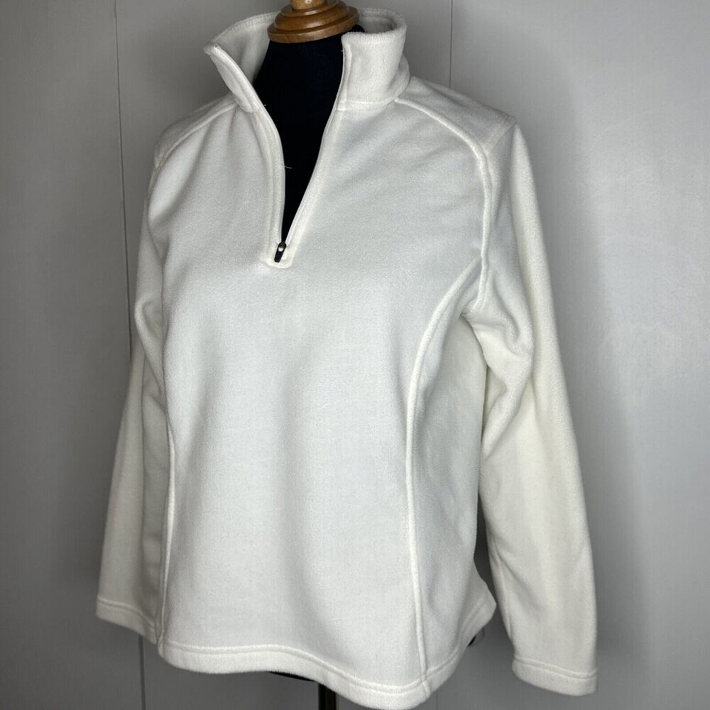 Lands End Womens Polartec Aircore 100 White Textured Fleece 1/4 Zip Pullover S/P - Picture 3 of 9
